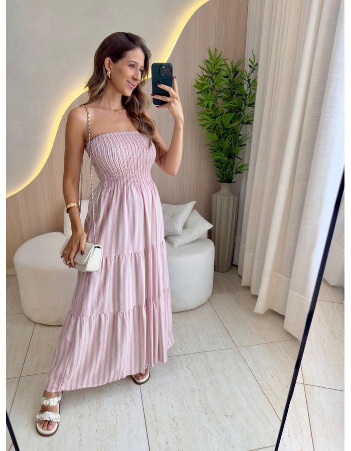 VESTIDO MIDI DUDA ROSA - MOOD STORE