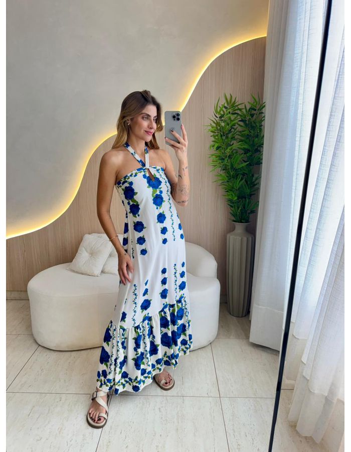 VESTIDO MIDI SUZANE AZUL - MOOD STORE