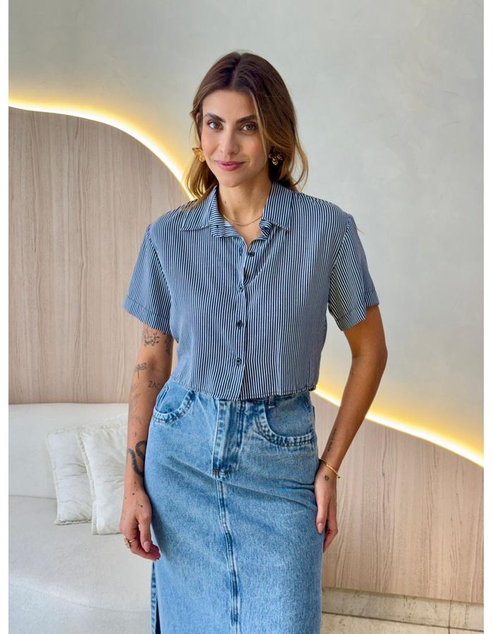 BLUSA CROPPED MAYA AZUL M... - MOOD STORE