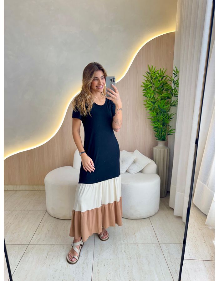 VESTIDO MIDI BETINA PRETO - MOOD STORE