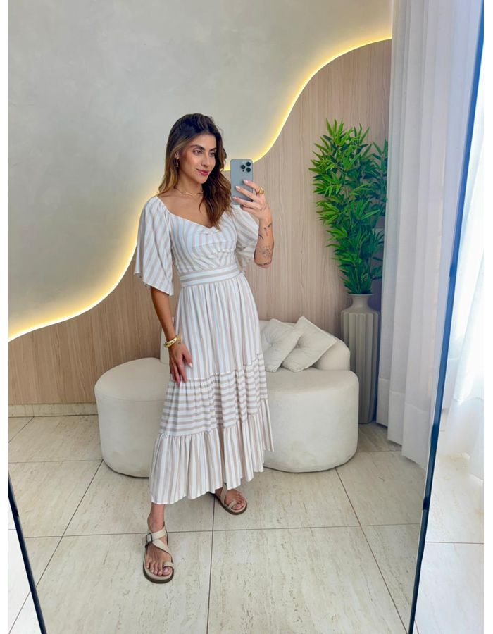 VESTIDO MIDI MILENY NUDE - MOOD STORE