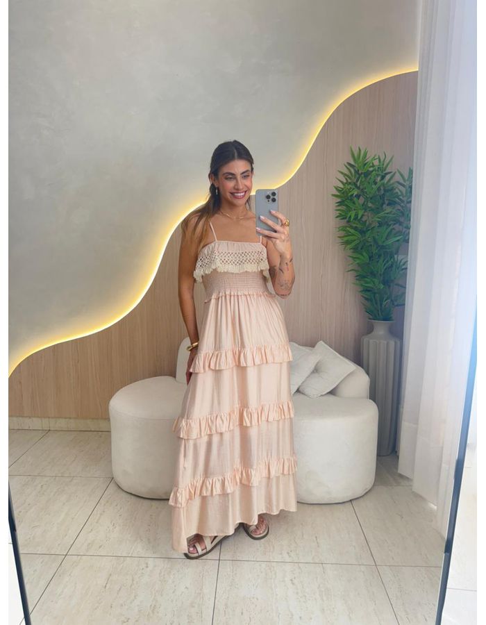 VESTIDO MIDI VANESSA NUDE - MOOD STORE