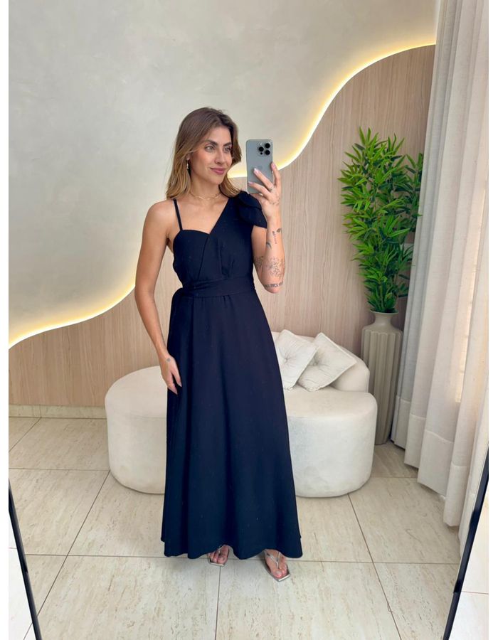 VESTIDO MIDI TALITA PRETO - MOOD STORE
