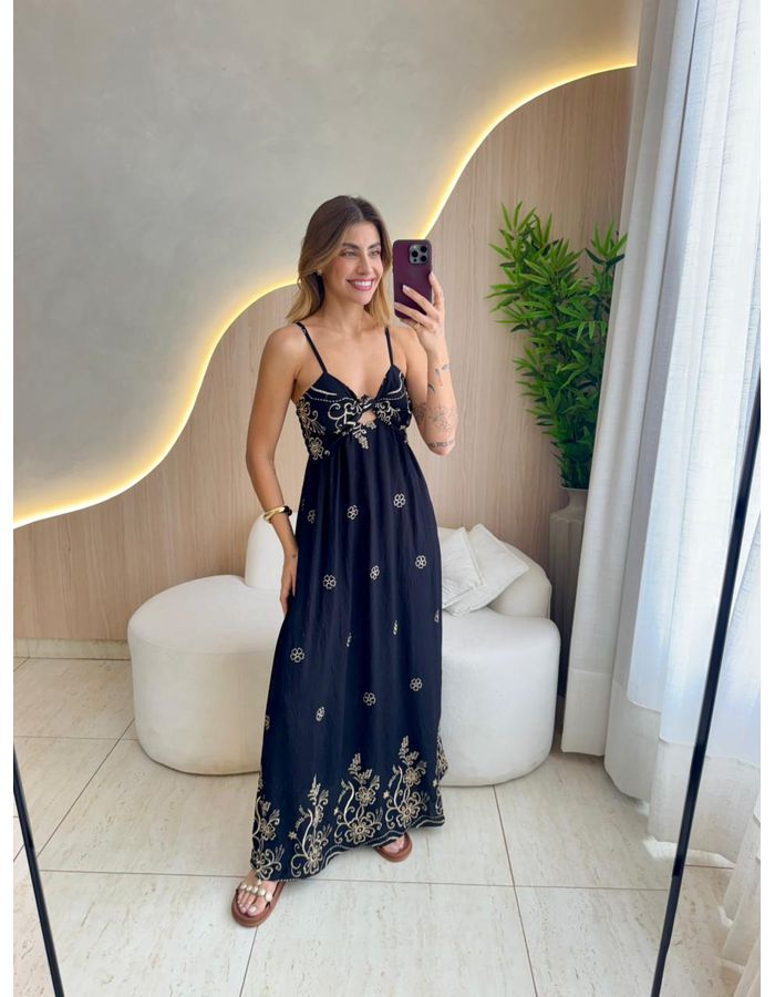 VESTIDO MIDI MONICA PRETO - MOOD STORE