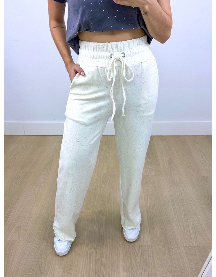 Calça Moletinho Manu Off White - Stefânia Dinardi Store