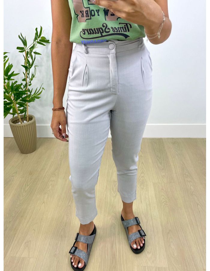 Calça Viscolinho Z Cinza Claro - Stefânia Dinardi Store