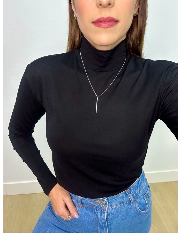 Blusa Manga Longa Gola Alta Pr... - Stefânia Dinardi Store