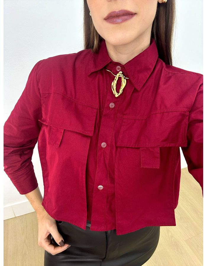 Camisa Cropped Bruna Cherry Re - Stefânia Dinardi Store
