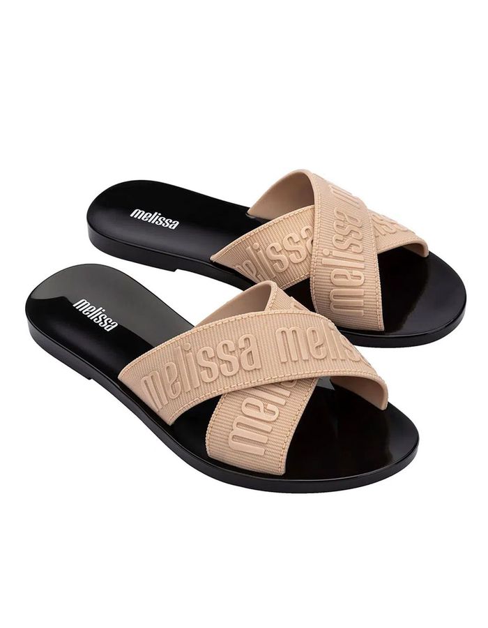 Melissa M Lover Slide Bege/Pre... - Stefânia Dinardi Store