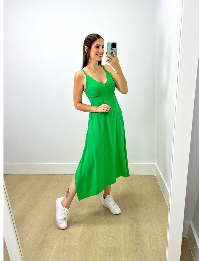 Vestido Midi Ster Liso Verde - Stefânia Dinardi Store