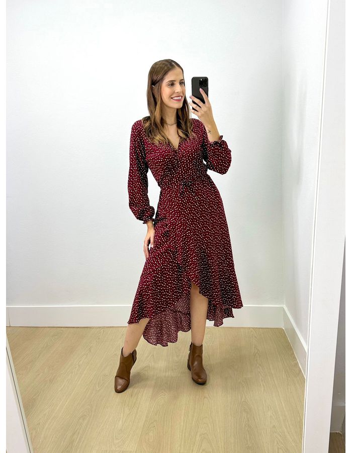 Vestido Midi Envelope Manga Lo... - Stefânia Dinardi Store