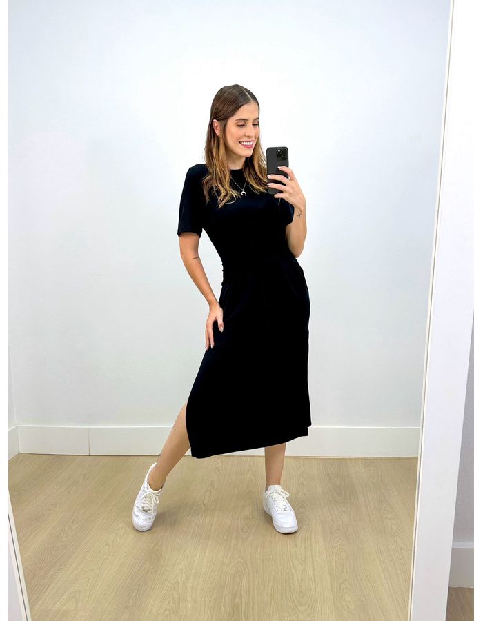 Vestido Midi Natasha Preto - Stefânia Dinardi Store