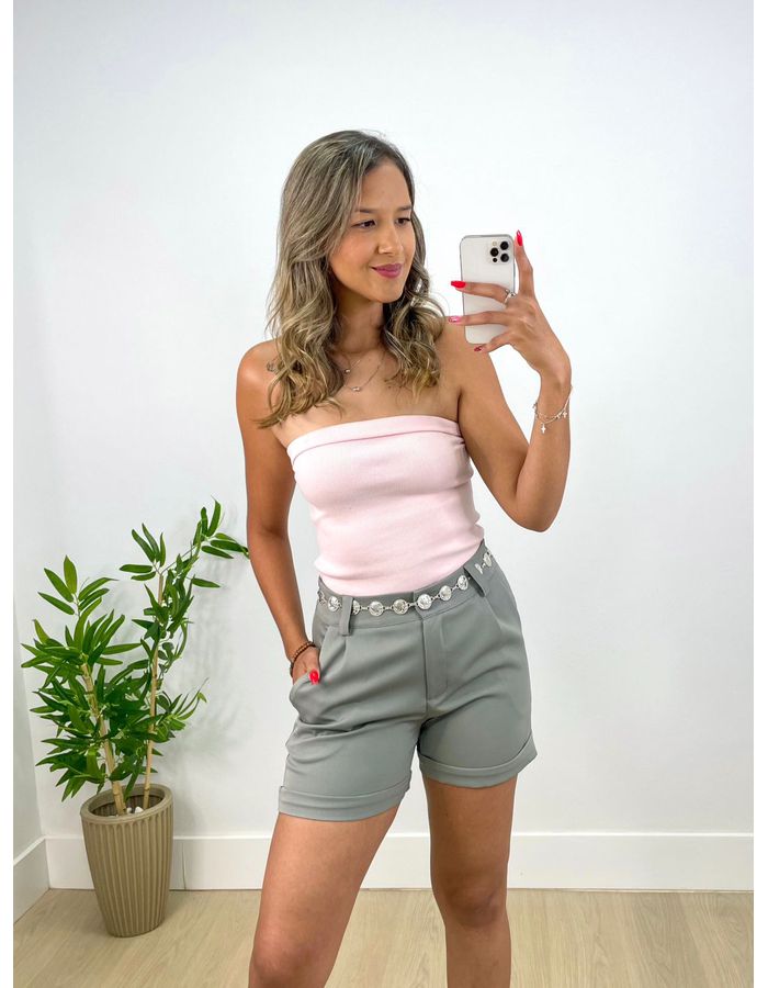 Short Alfaiataria Danubia Cinz - Stefânia Dinardi Store