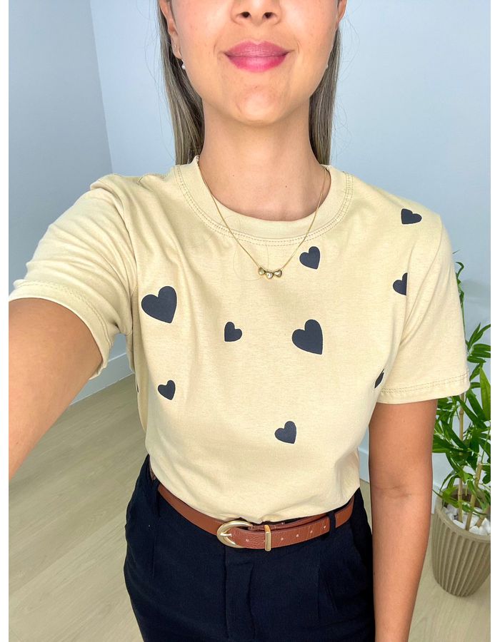 T-shirt Corações 100% Algodão ... - Stefânia Dinardi Store