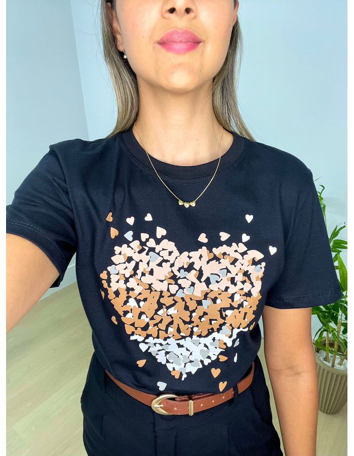 T-shirt Mini Corações 100% Alg... - Stefânia Dinardi Store