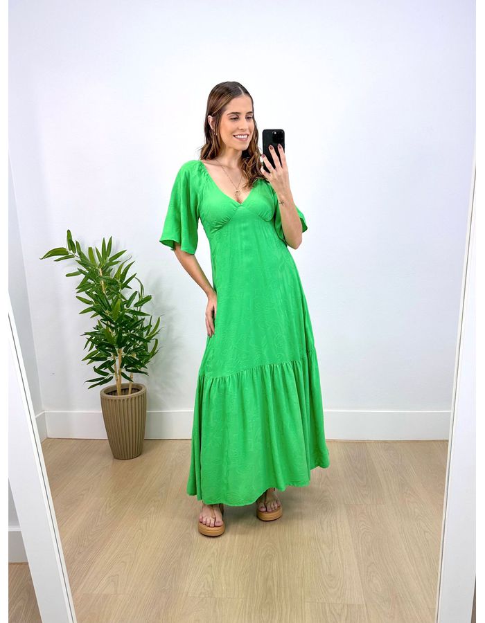 Vestido Longo Bianca Liso Verd - Stefânia Dinardi Store