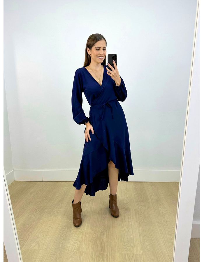 Vestido Midi Envelope Manga Lo... - Stefânia Dinardi Store