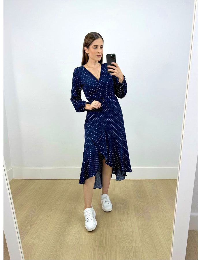 Vestido Midi Envelope Manga Lo... - Stefânia Dinardi Store