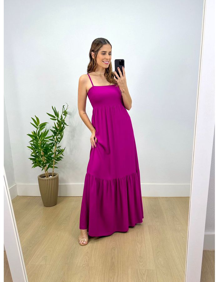 Vestido Longo Isadora Liso Fúc... - Stefânia Dinardi Store