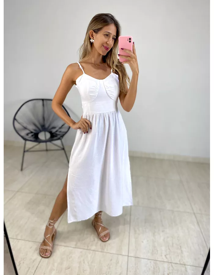 VESTIDO MIDI ISIS BRANCO - MOOD STORE