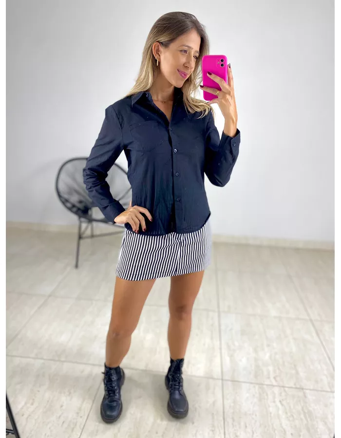 CAMISA VISCOLINHO PRETO - MOOD STORE