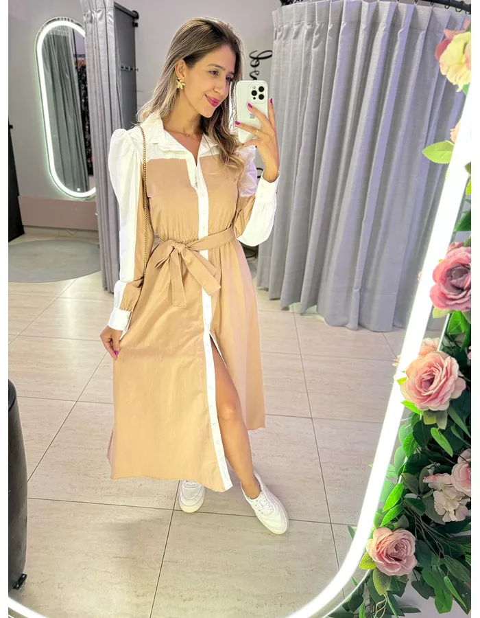 VESTIDO AGATHA NUDE/OFF - MOOD STORE