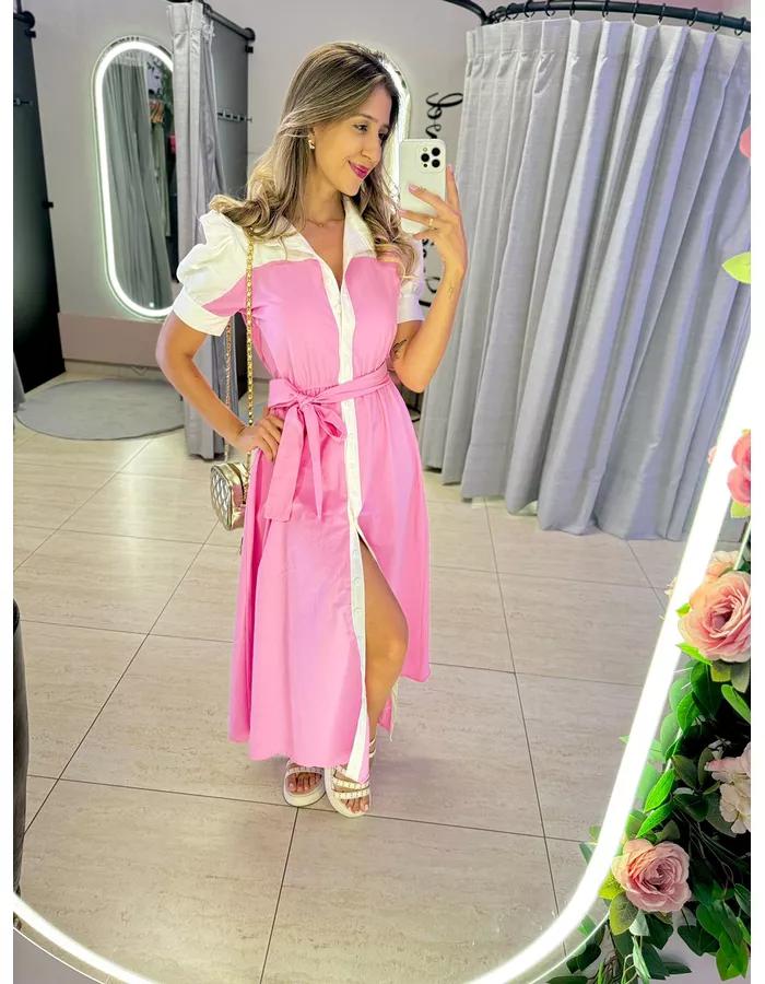 VESTIDO MIDI AMÉLIA ROSA - MOOD STORE