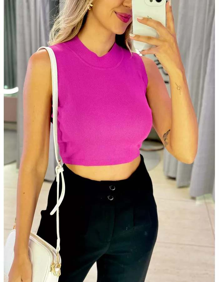 CROPPED MALHA GELADA FUCS... - MOOD STORE