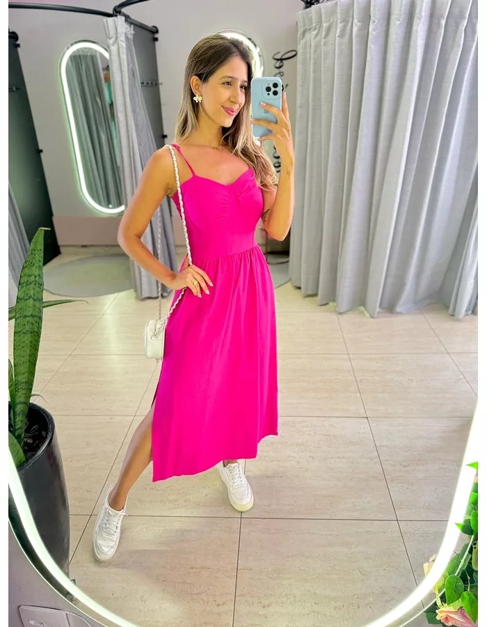VESTIDO MIDI ISIS ROSA - MOOD STORE