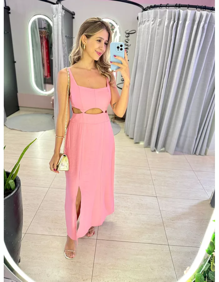 VESTIDO MIDI PAOLA ROSA 2 - MOOD STORE