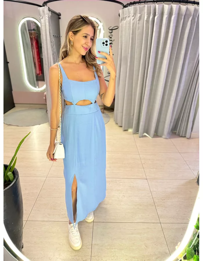 VESTIDO MIDI PAOLA AZUL C... - MOOD STORE