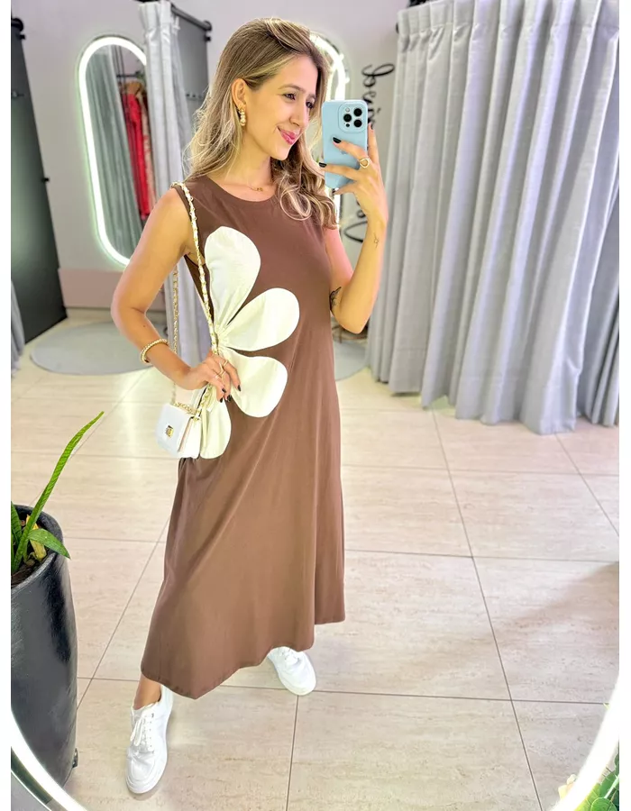 VESTIDO MIDI FLOR AMARRAÇ... - MOOD STORE