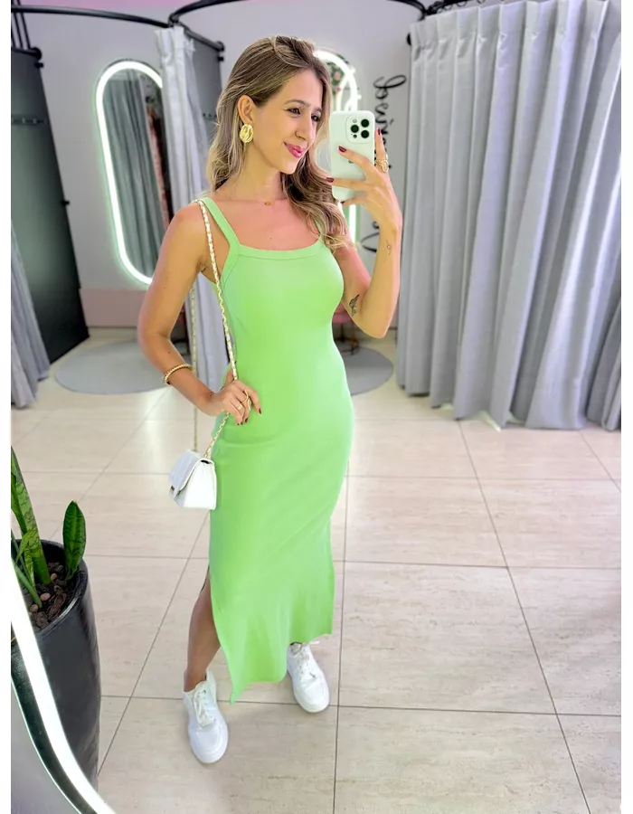 VESTIDO CANELADO FENDA VE... - MOOD STORE