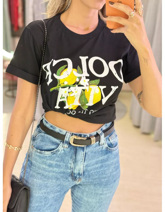 T-SHIRT DOLCE VITA PRETO - MOOD STORE