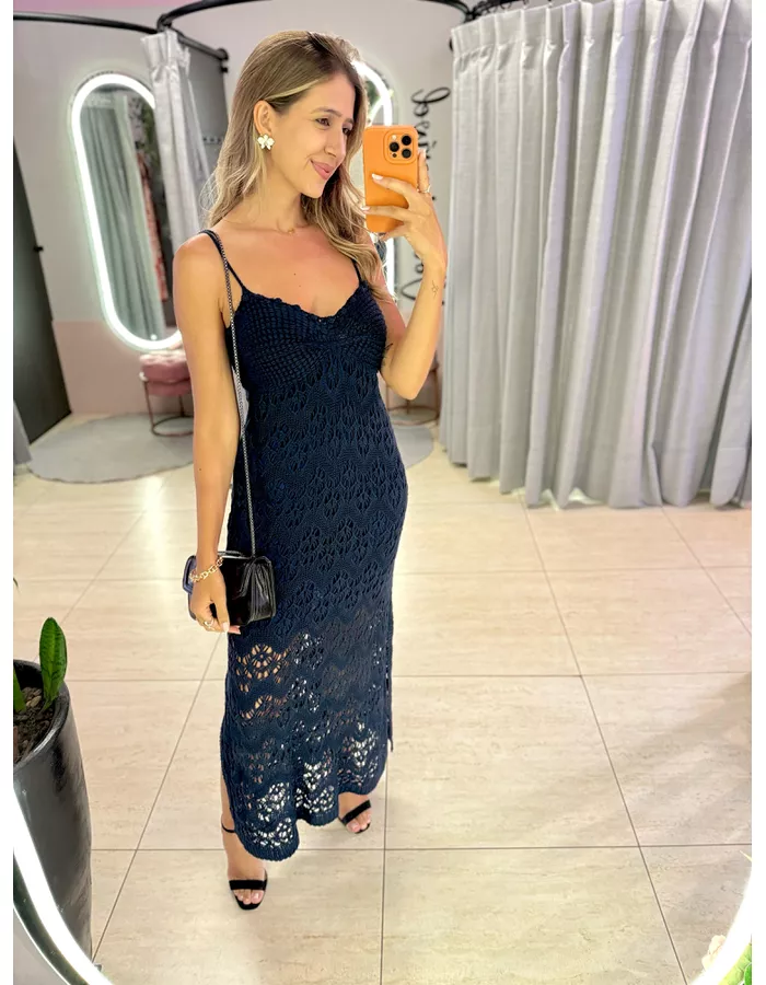 VESTIDO TRICOT TAINA AZUL - MOOD STORE