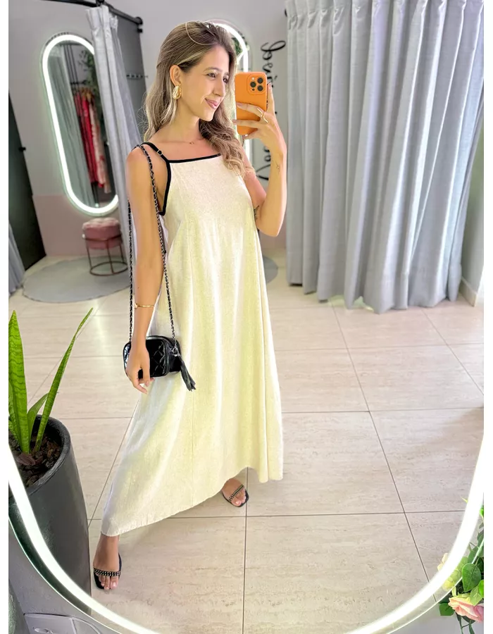 VESTIDO LINHO SILVIA CRU - MOOD STORE