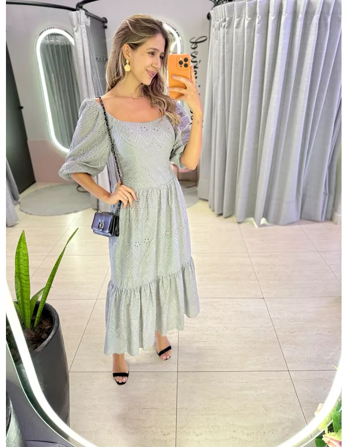 VESTIDO JULIA LAISE CINZA - MOOD STORE