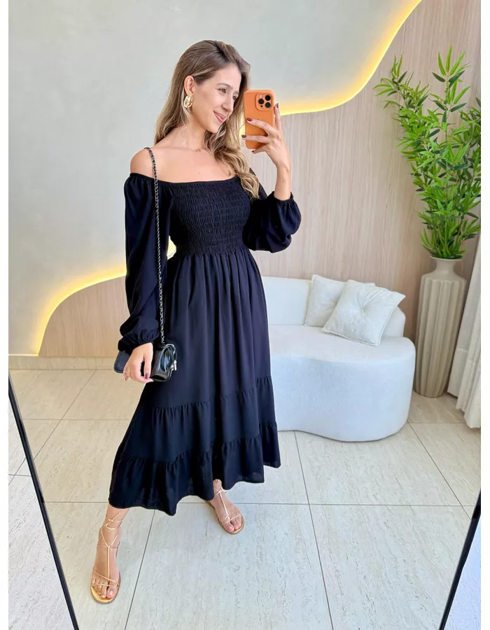 VESTIDO MIDI LUARA PRETO... - MOOD STORE