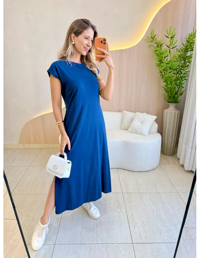 VESTIDO MIDI MAFER AZUL M... - MOOD STORE