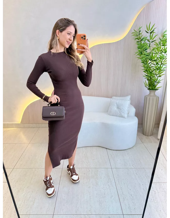 VESTIDO MIDI CANELADO SAM... - MOOD STORE