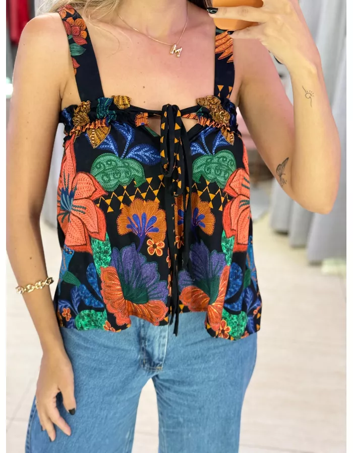 BLUSA ESTAMPADA PRETO - MOOD STORE