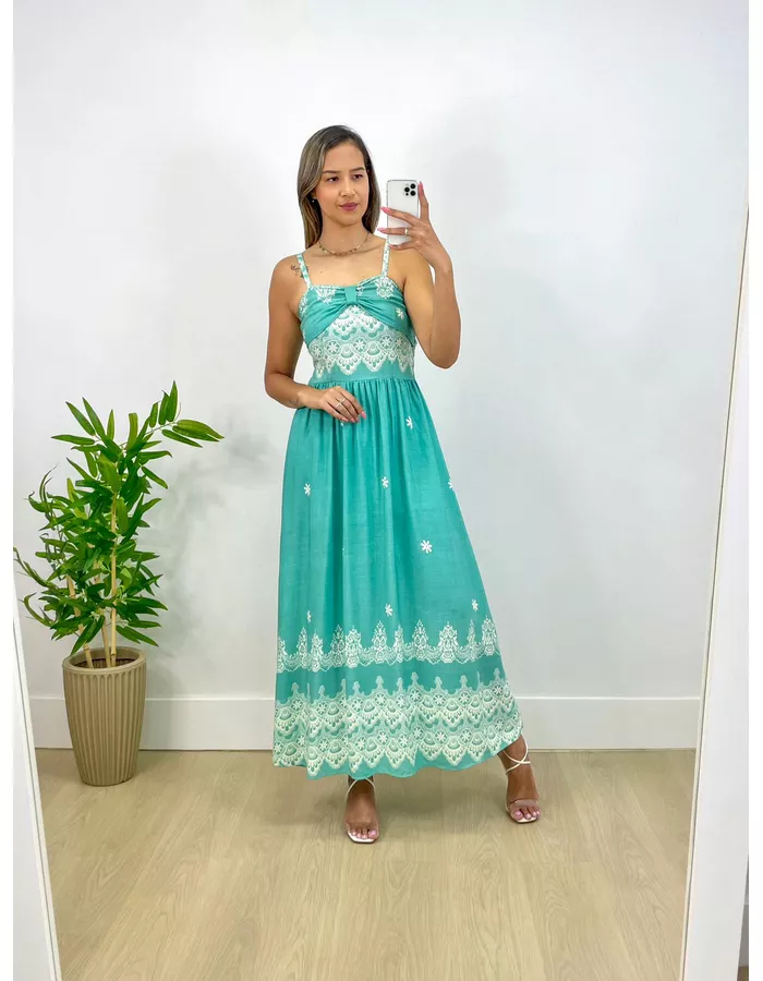 Vestido Laura Verde Água - Stefânia Dinardi Store