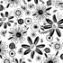 Tecido Tricoline floral fundo branco 100% algodão - preto e branco