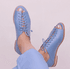 Sapato Peep Toe Baixo Azul Hortência - Pisa - 842-13 