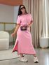 Conjunto Julia Tricot Rosa E Marrom