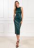 Vestido de Pelica Feminino Verde Folha Flora