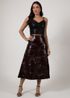 Saia De Couro Pelica Patchwork Feminina Croco Marrom