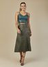Saia De Couro Pelica Patchwork Feminina Verde Floresta