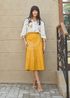 Saia De Couro Pelica Patchwork Feminina Amarelo Pastel