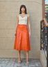Saia De Couro Pelica Patchwork Feminina Coral